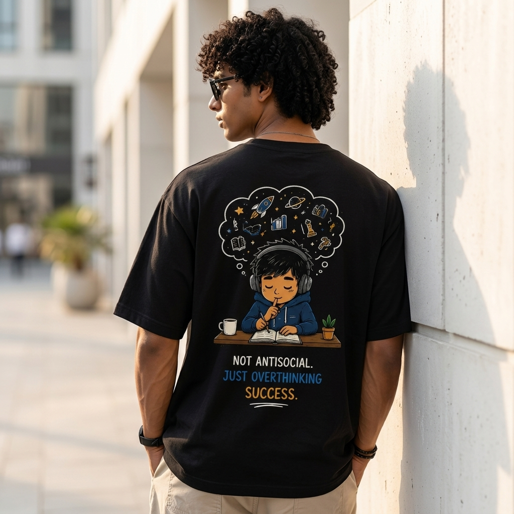 Not Antisocial Oversized T-Shirt | Success Mindset Graphic Tee | Premium Cotton Streetwear