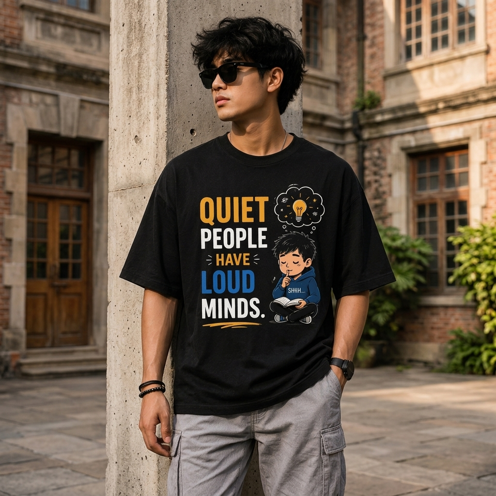 Quiet People Have Loud Minds Oversized T-Shirt | Introvert Graphic Tee | Premium Cotton