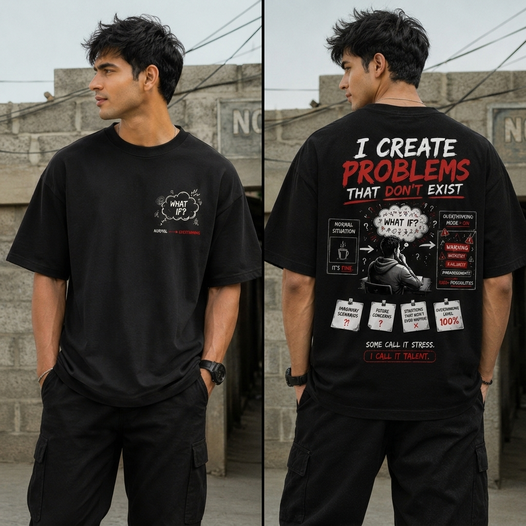 I Create Problems That Don't Exist Oversized T-Shirt | Graphic Back Print | Premium Cotton Streetwear Tee