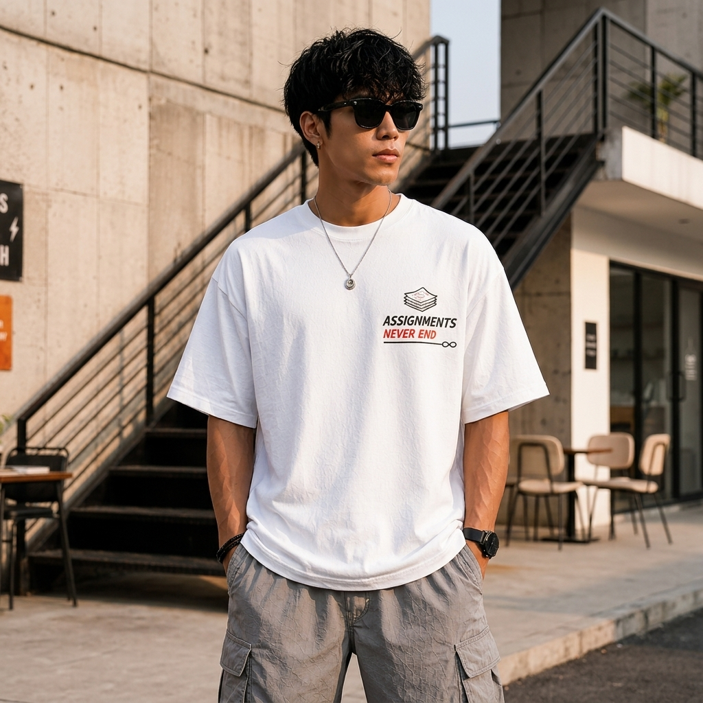 Assignments Never End Oversized T-Shirt | Minimal Edition | Premium Cotton