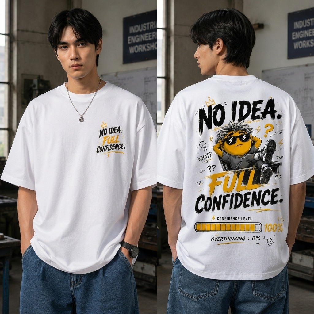 No Idea. Full Confidence. | Premium Oversized Cotton T-Shirt