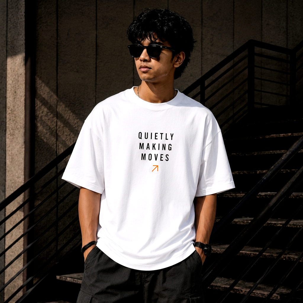 Quietly Making Moves Oversized T-Shirt | Minimal Typography | Premium Cotton Tee