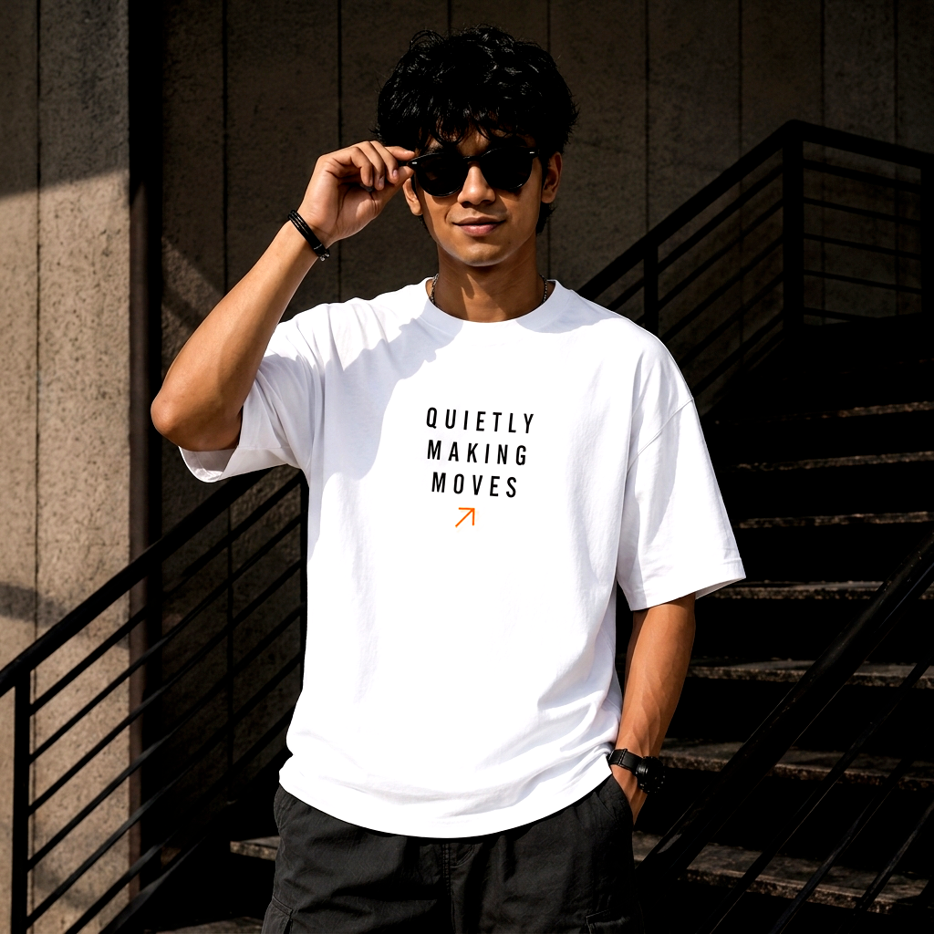 Quietly Making Moves Oversized T-Shirt | Minimal Typography | Premium Cotton Tee