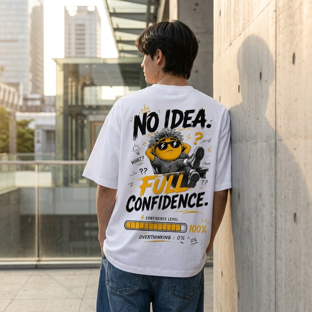 No Idea. Full Confidence. | Premium Oversized Cotton T-Shirt