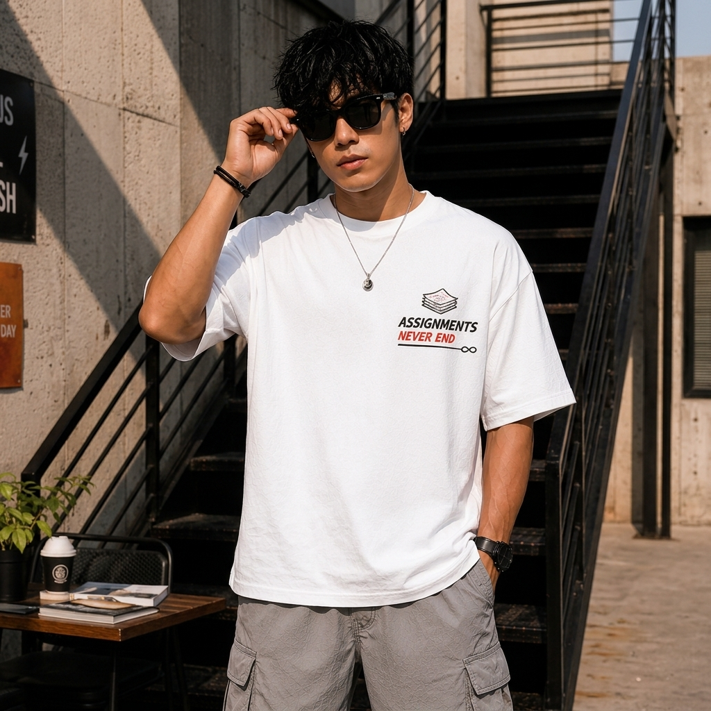 Assignments Never End Oversized T-Shirt | Minimal Edition | Premium Cotton
