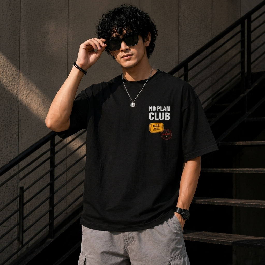 No Plan Club Oversized T-Shirt | Minimal Streetwear | Premium Cotton Tee