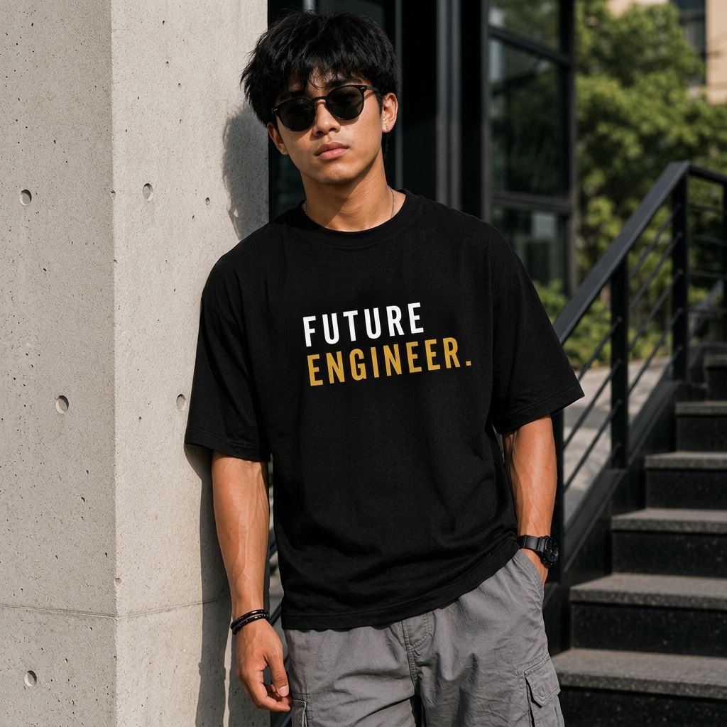 Future Engineer Oversized T-Shirt | Minimal Typography | Premium Cotton