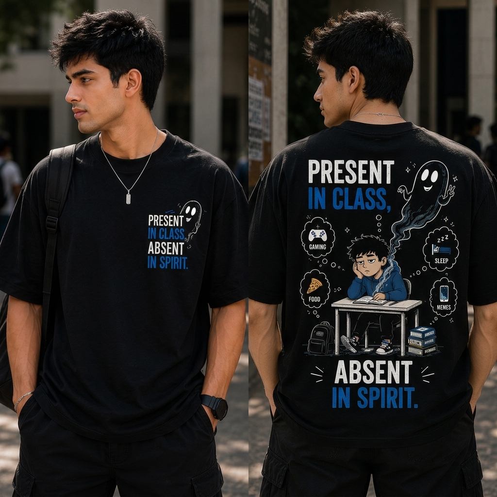 Present in Class, Absent in Spirit. | Premium Oversized Cotton T-Shirt