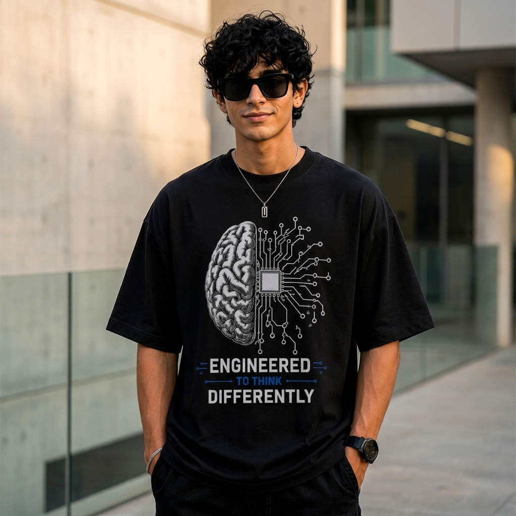 Engineered to Think Differently Oversized T-Shirt | Premium Cotton | Engineers Edition