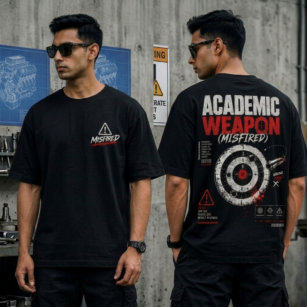 Academic Weapon (Misfired) | Premium Oversized Cotton T-Shirt