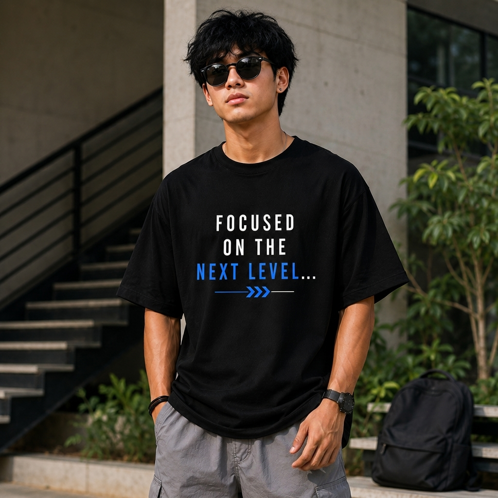 Focused on the Next Level Oversized T-Shirt | Minimal Edition | Premium Cotton