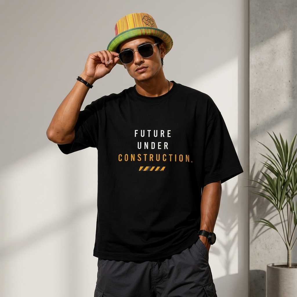 Future Under Construction Oversized T-Shirt | Minimal Motivational Tee