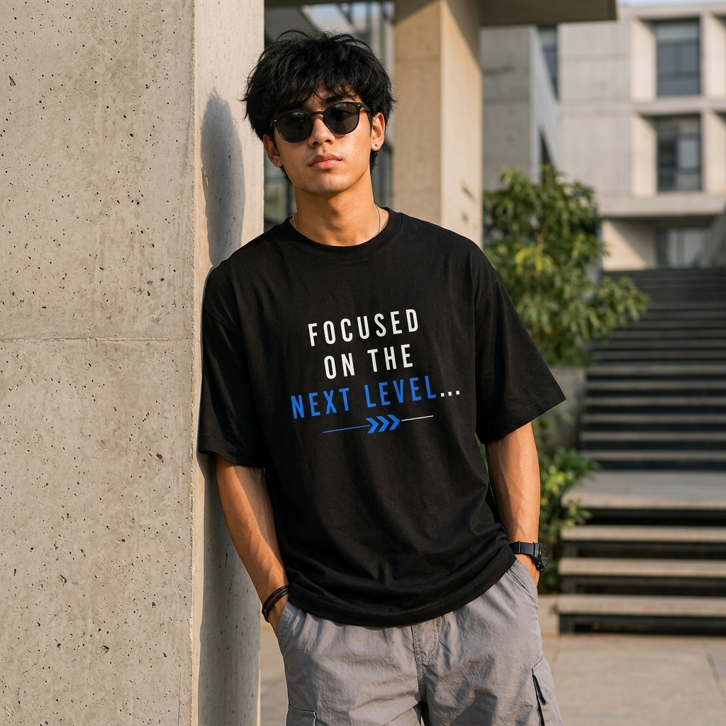 Focused on the Next Level Oversized T-Shirt | Minimal Edition | Premium Cotton