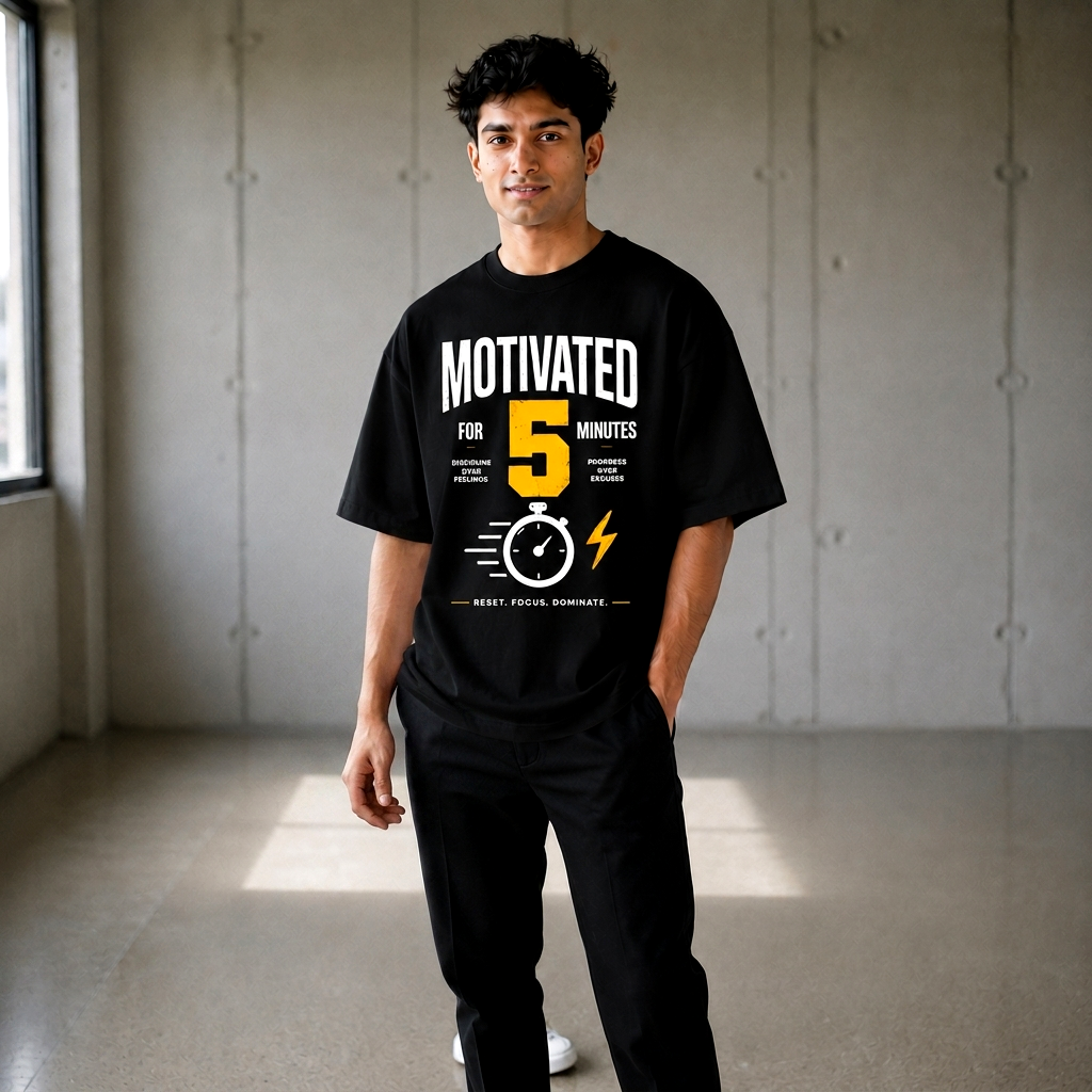 Motivated for 5 Minutes Oversized T-Shirt | Backbencher Edition