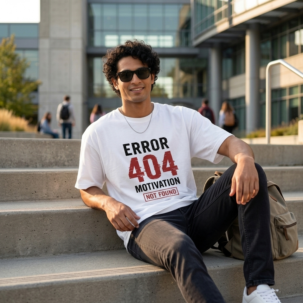 Error 404: Motivation Not Found. | Premium Oversized Cotton T-Shirt