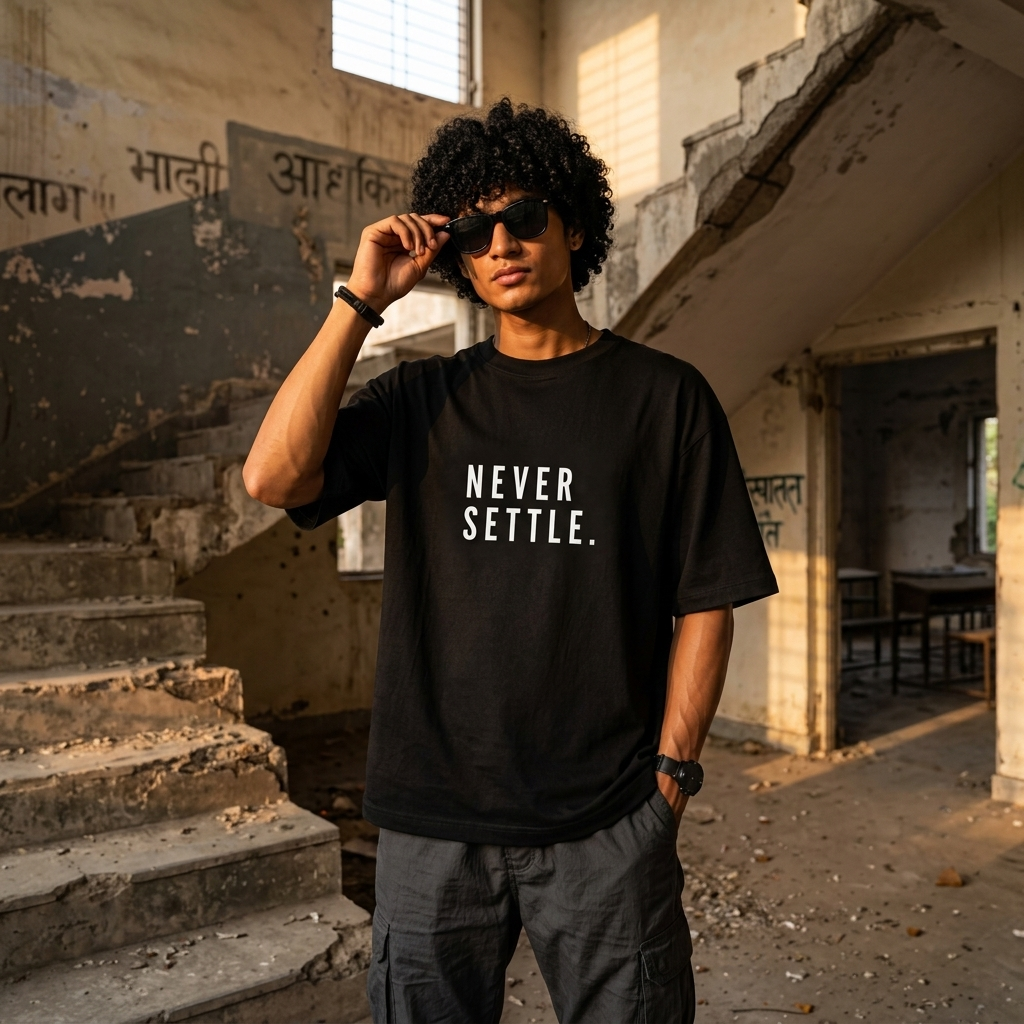 Never Settle. Oversized T-Shirt | Minimal Motivation | Premium Cotton Tee
