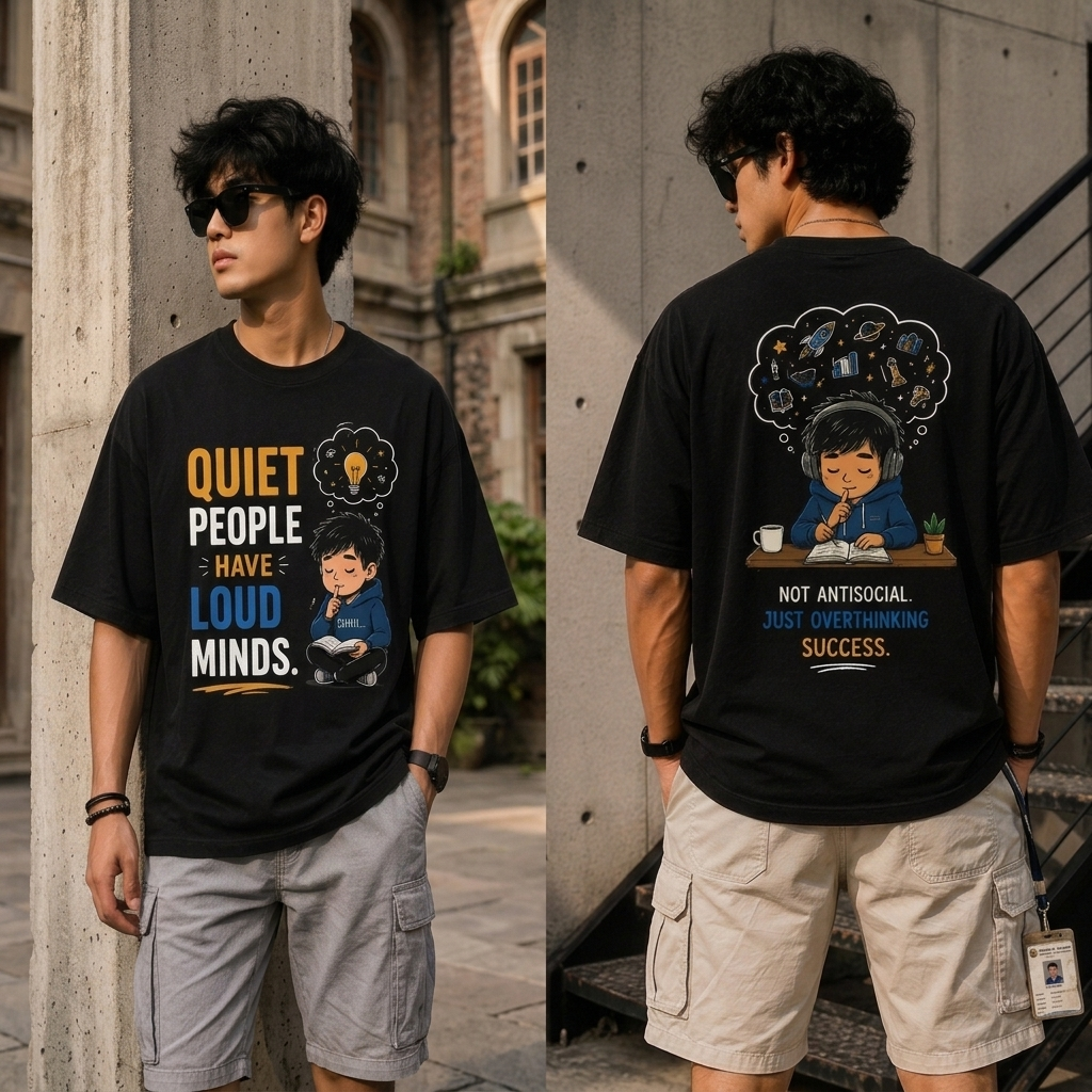 Quiet People Have Loud Minds Oversized T-Shirt | Introvert Graphic Tee | Premium Cotton