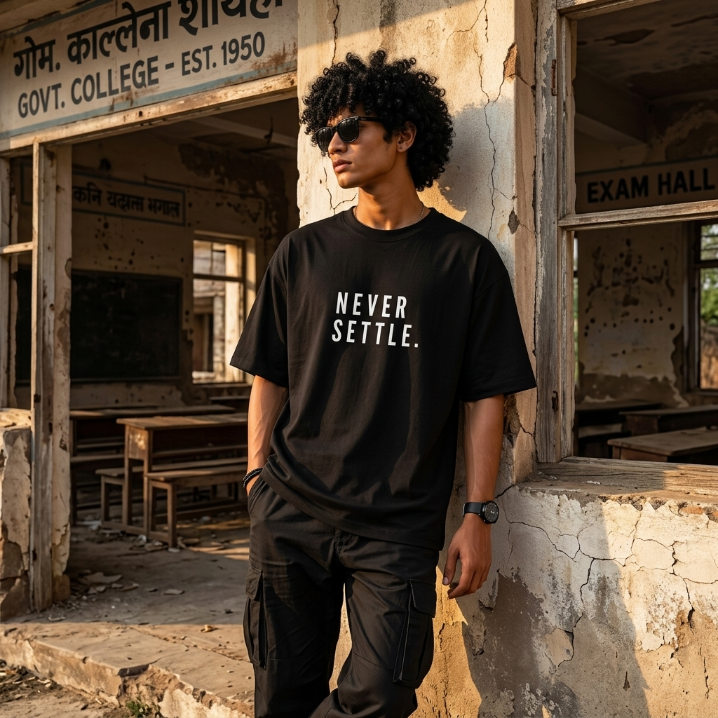 Never Settle. Oversized T-Shirt | Minimal Motivation | Premium Cotton Tee