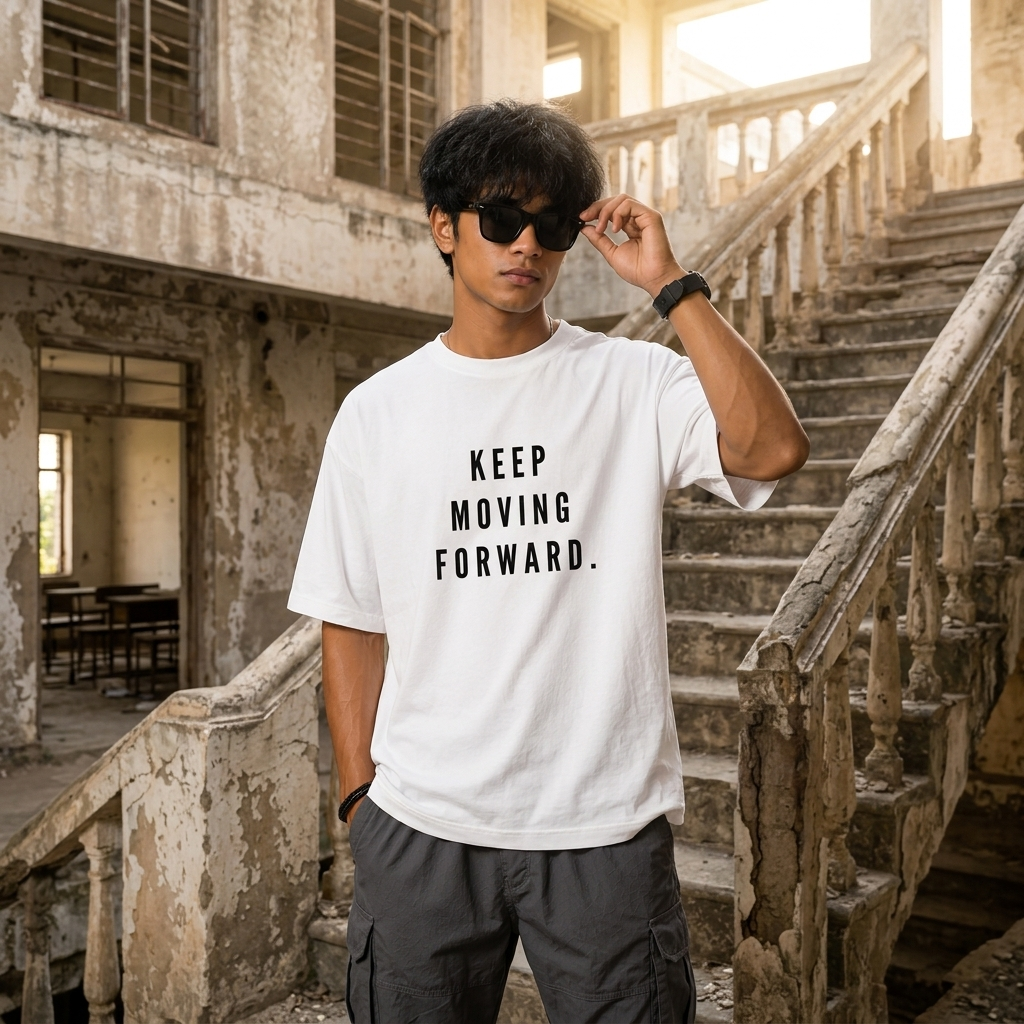 Keep Moving Forward Oversized T-Shirt | Minimal Motivation | Premium Cotton Tee