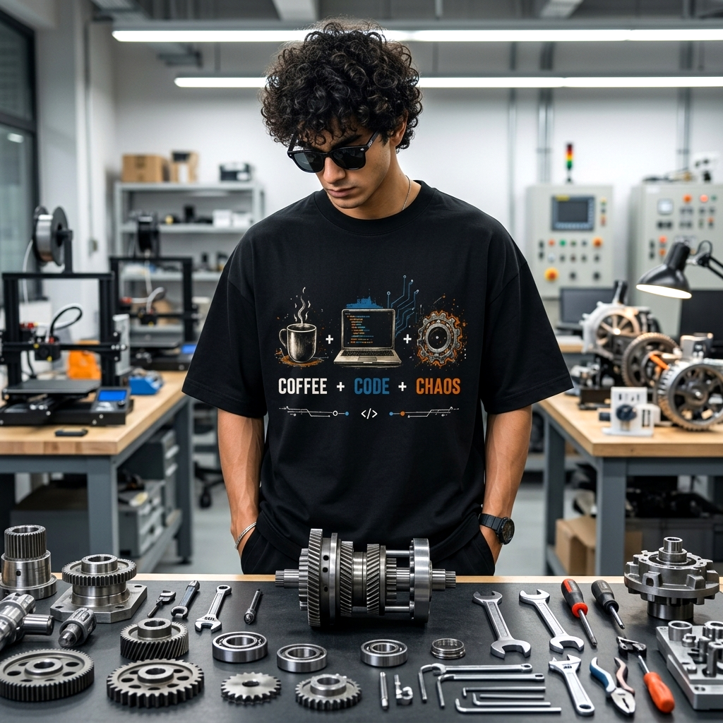 Coffee + Code + Chaos | Premium Oversized Cotton T-Shirt