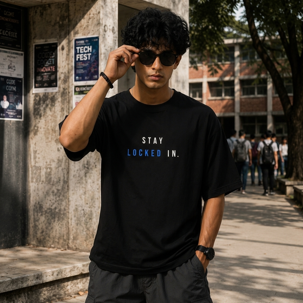 Stay Locked In Oversized T-Shirt | Minimal Motivation | Premium Cotton Tee