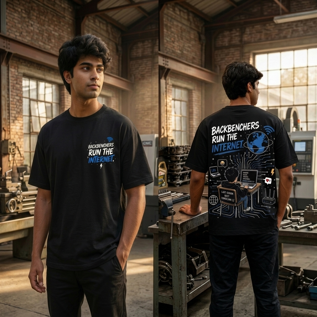 Backbenchers Run The Internet | Premium Oversized Cotton T-Shirt