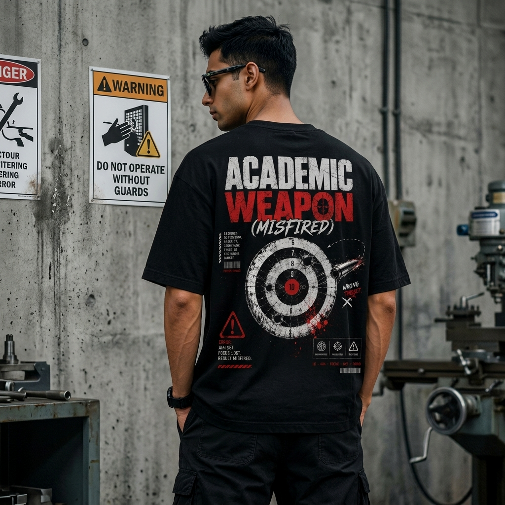 Academic Weapon (Misfired) | Premium Oversized Cotton T-Shirt