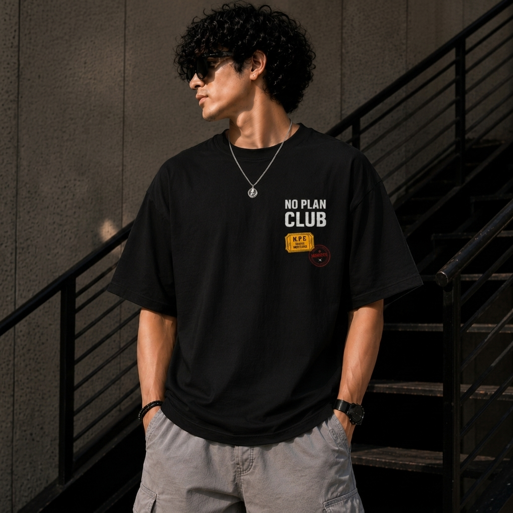 No Plan Club Oversized T-Shirt | Minimal Streetwear | Premium Cotton Tee