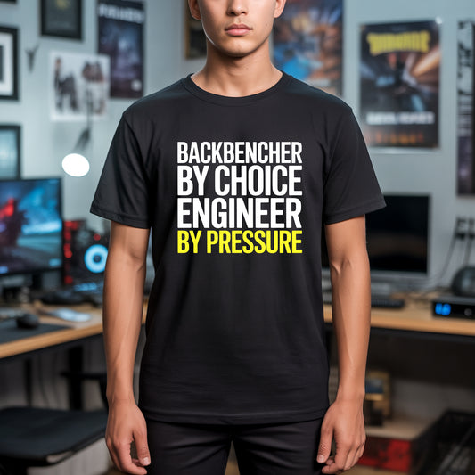 Backbencher Engineer Tee – Choice vs Pressure Funny T-Shirt