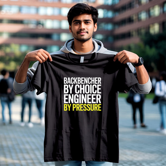 Backbencher Engineer Tee – Choice vs Pressure Funny T-Shirt