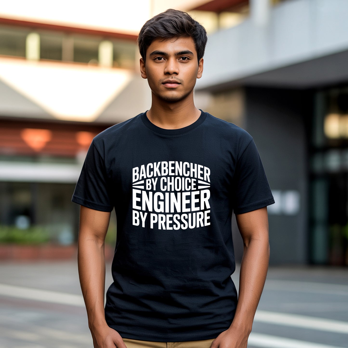 Backbencher Engineer T-Shirt – By Choice & By Pressure Funny College Tee