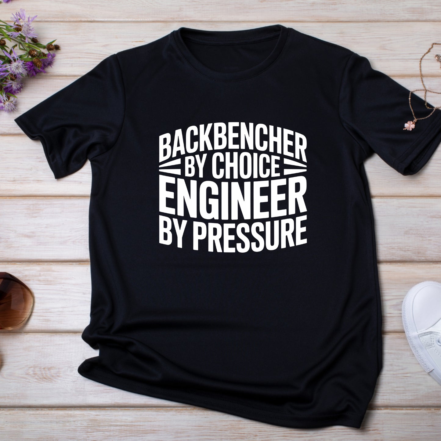 Backbencher Engineer T-Shirt – By Choice & By Pressure Funny College Tee