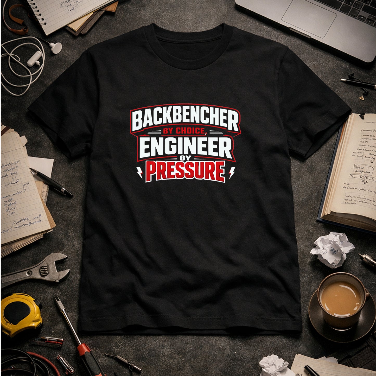 Backbencher By Choice Engineer By Pressure T-Shirt | Funny Student Engineer Tee