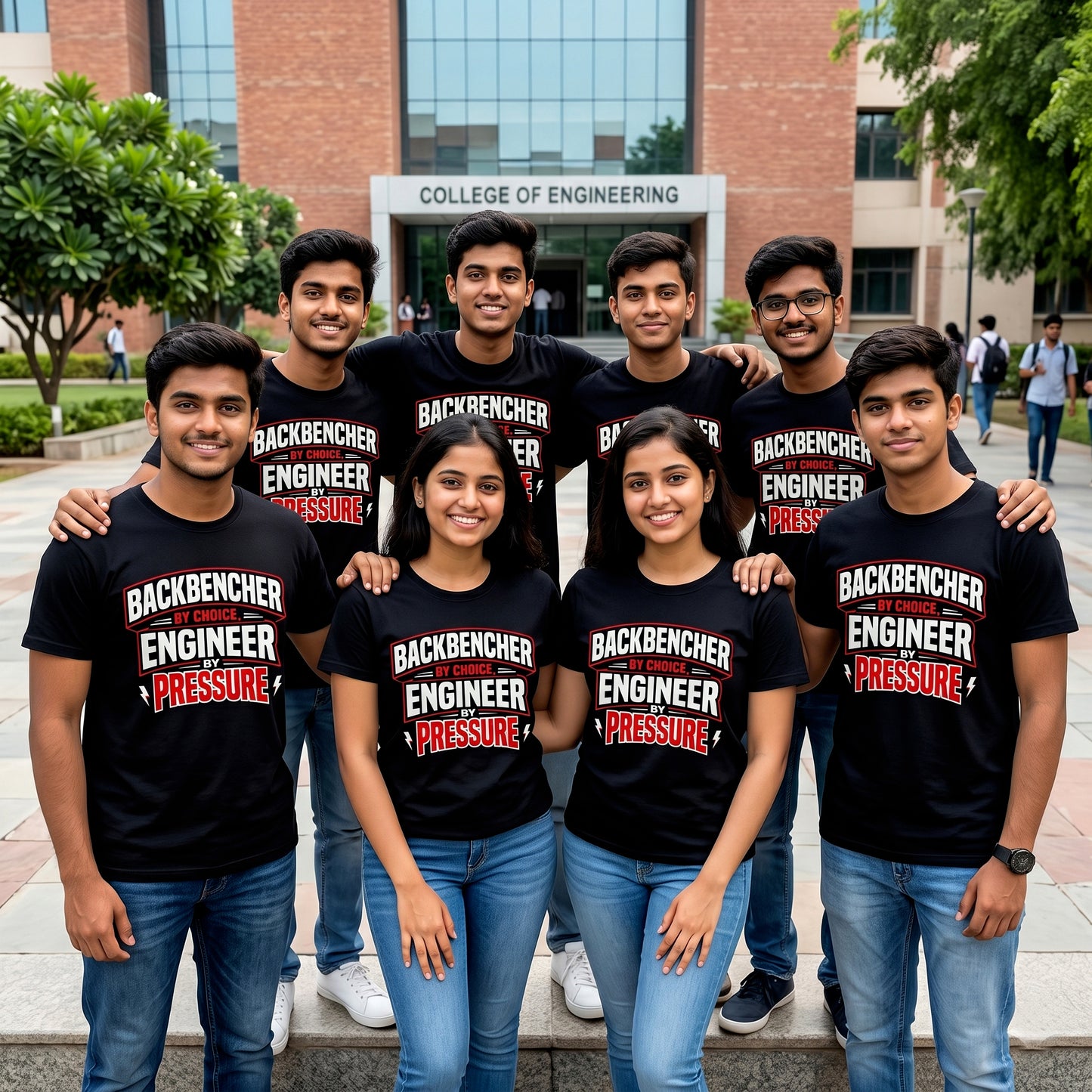 Backbencher By Choice Engineer By Pressure T-Shirt | Funny Student Engineer Tee