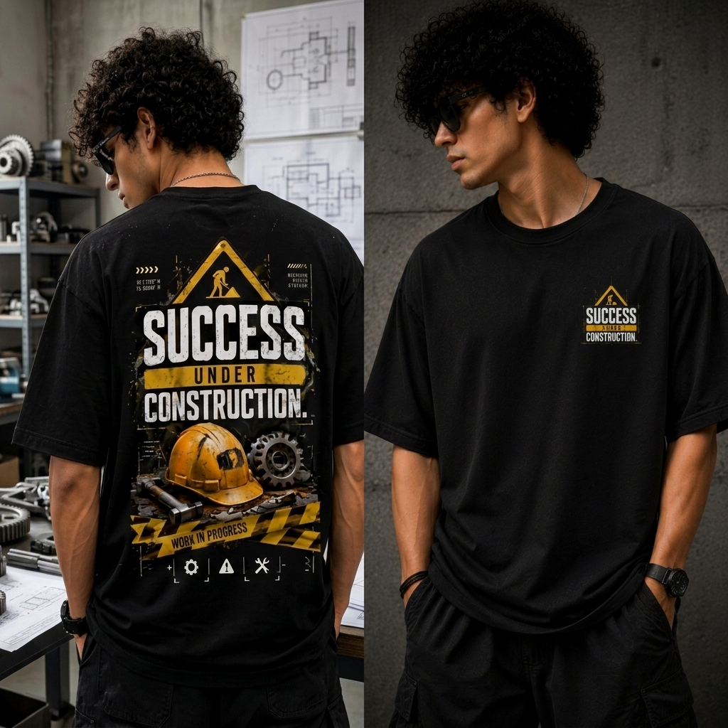 Success Under Construction. | Premium Oversized Cotton T-Shirt