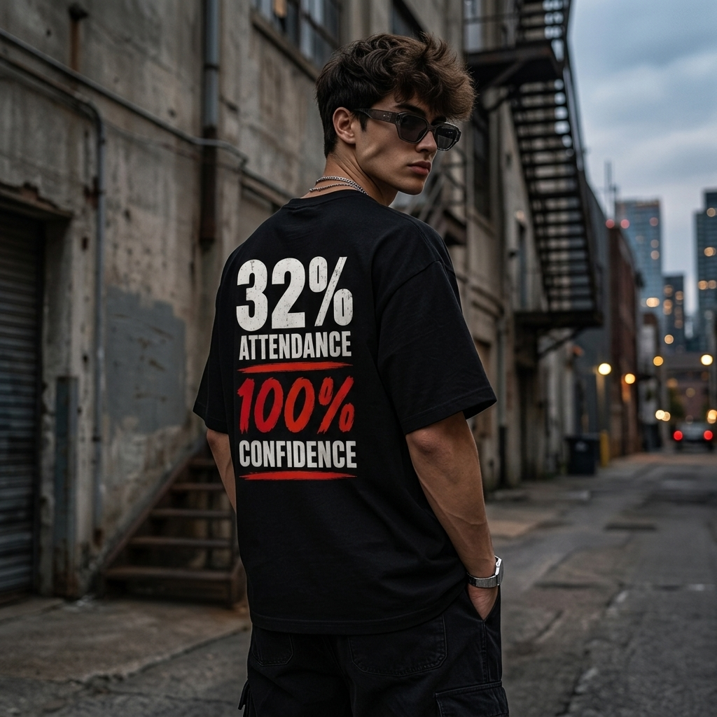 32% Attendance 100% Confidence Oversized T-Shirt